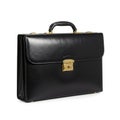 Black leather briefcase with a structured rectangular shape. Features a sturdy top Royalty Free Stock Photo