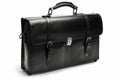 Black leather briefcase on white background. Neural network AI generated Royalty Free Stock Photo