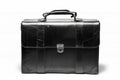 Black leather briefcase on white background. Neural network AI generated Royalty Free Stock Photo