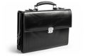 Black leather briefcase on white background. Neural network AI generated Royalty Free Stock Photo