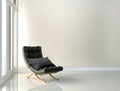 Black Leather Chair - Room interior on white wall background. 3D rendering Royalty Free Stock Photo