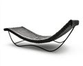 A black leather chez lounge chair is rendered in 3D, shown in isolation Royalty Free Stock Photo