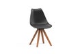 Black leather dining chair with wooden legs isolated on white background - 3d Royalty Free Stock Photo