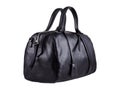 Black leather duffle bag isolated on white background Royalty Free Stock Photo