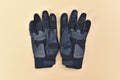 Black leather gloves for riding a motorcycle or bicycle