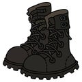 Black leather high lacing military shoes