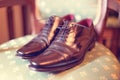 Black leather man's shoes Royalty Free Stock Photo