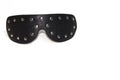 Black leather mask with metal rivets isolated on white Royalty Free Stock Photo