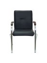 black leather office chair with chrome legs and elbow on white background Royalty Free Stock Photo