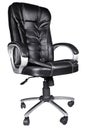 Black Leather Office Chair isolated on white Royalty Free Stock Photo