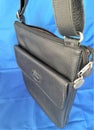 black leather office messenger cross sling bag