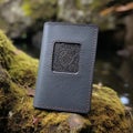 Black And Grey Leather Travel Business Card Wallet With Celtic Knotwork Design