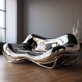 Futuristic Black Couch: Art Nouveau Inspired 3d Installation By Wadim Kashin