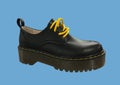 Leather platform shoes. Loafers with lacing