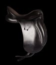 Black leather premium dressage saddle isolated Royalty Free Stock Photo