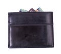 Black leather purse with bank, business , credit cards Royalty Free Stock Photo