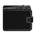 Black leather purse with money dollar. Taxi payment means. Taxi station single icon in black style vector symbol stock Royalty Free Stock Photo