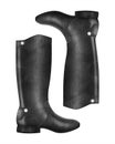 Black leather riding boots for women