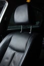 Black leather seat in a car