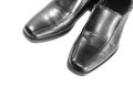 Black leather shoe on white background. Royalty Free Stock Photo