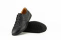 Men black leather sneakers Royalty Free Stock Photo