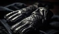 Black leather sports gloves, perfect for winter outdoor activities generated by AI