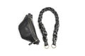 Black Leather Waist Bag with Detached Braid Strap Royalty Free Stock Photo