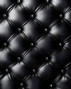 Black Leather Upholstery with Tufted Diamond Pattern and Buttons Royalty Free Stock Photo