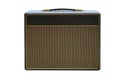 Black leather vintage amplifier. Royalty Free Stock Photo