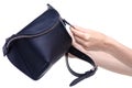 Black leather waist bag in hand Royalty Free Stock Photo