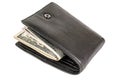 Black leather wallet with dollars Royalty Free Stock Photo