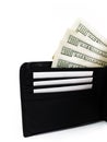 Black Leather Wallet with Dollars Royalty Free Stock Photo