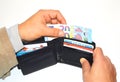 Wallet with money and credit cards , Capital