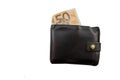 Black leather wallet full of money Royalty Free Stock Photo