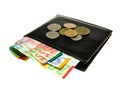 Black leather wallet with Israeli shekel Royalty Free Stock Photo