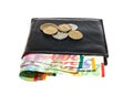 Black leather wallet with Israeli shekel Royalty Free Stock Photo