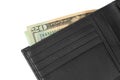 Black leather wallet with money Royalty Free Stock Photo