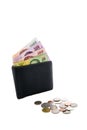 Black leather wallet with money isolated Royalty Free Stock Photo