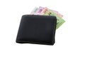 Black leather wallet with money isolated Royalty Free Stock Photo