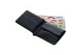 Black leather wallet with money isolated Royalty Free Stock Photo