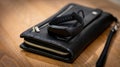 black leather wallet opened Royalty Free Stock Photo