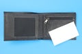 Black leather wallet opened with a blank white card mock up Royalty Free Stock Photo