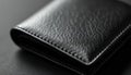 Black leather wallet, thin and modern design, close-up texture. Essential accessory for holding money and cards. Man keeps this Royalty Free Stock Photo