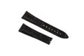 Black, leather watchband stitched at the edges, isolated on white background. Royalty Free Stock Photo
