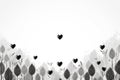 Black leaves and hearts on a white background, black and white valentine, wedding invitation Royalty Free Stock Photo