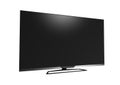 Black LED tv television screen mockup  mock up, blank on white wall background Royalty Free Stock Photo