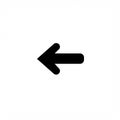 Black left-pointing arrow icon on a white background. The arrow has a solid, bold design Royalty Free Stock Photo