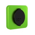 Black Lemon icon isolated on transparent background. Green square button.