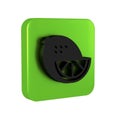 Black Lemon icon isolated on transparent background. Green square button.