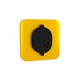 Black Lemon icon isolated on transparent background. Yellow square button.